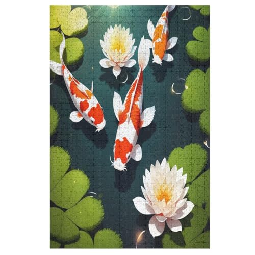 1000 Teile Puzzle Für Erwachsene, Koi Fisch -Puzzles, Kinder Holz-Puzzle, Kreatives Puzzle, Geschenk Für Freunde Und Familie （78×53cm） von AAPZY