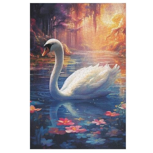 1000 Teile Puzzle Für Erwachsene, Schwan -Puzzles, Kinder Holz-Puzzle, Kreatives Puzzle, Geschenk Für Freunde Und Familie （78×53cm） von AAPZY