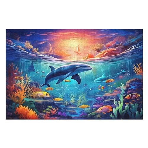 1000 Teile Puzzle Für Jugendliche,Delfins Puzzles,Erwachsenenpuzzle,Holzpuzzles,Dekompressionsspiel,Spielzeugpuzzles （75×50cm） von AAPZY