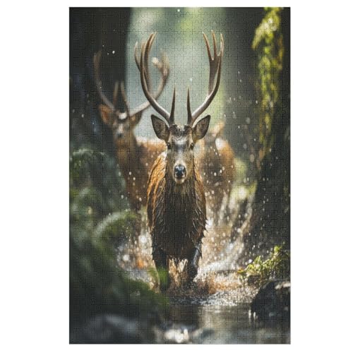 1000 Teile Puzzle Für Jungen Und Mädchen, Standard-Puzzles, Hirsch -Puzzles, Familienspiele, （78×53cm） von AAPZY