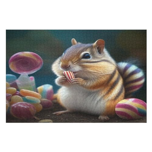 1000 Teile Puzzles Für Erwachsene, Eichhörnchen Puzzle, Holzpuzzle - Familienpuzzle Verringerter Druck Schwieriges Puzzle Unmögliche Puzzle Für Erwachsene 12+ Kinder （75×50cm） von AAPZY