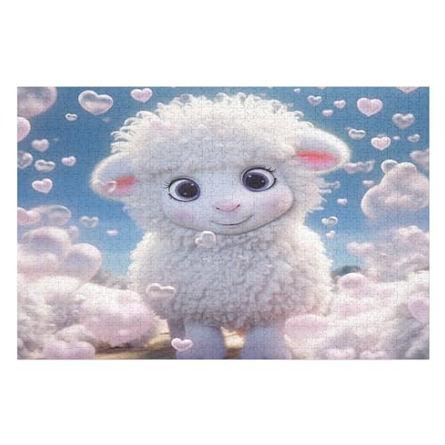 1000 Teile Puzzles Für Erwachsene, süße Schafe Puzzle, Holzpuzzle - Familienpuzzle Verringerter Druck Schwieriges Puzzle Unmögliche Puzzle Für Erwachsene 12+ Kinder （75×50cm） von AAPZY
