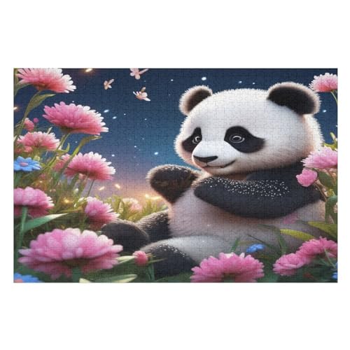 1000-teiliges Puzzle Für Erwachsene, Cute Panda -Puzzle, Holzpuzzle, Gehirn-Herausforderung, Puzzle-Spielzeugspiel （75×50cm） von AAPZY