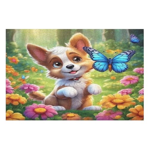 1000-teiliges Puzzle Für Erwachsene, süßer Hund -Puzzle, Holzpuzzle, Gehirn-Herausforderung, Puzzle-Spielzeugspiel （75×50cm） von AAPZY