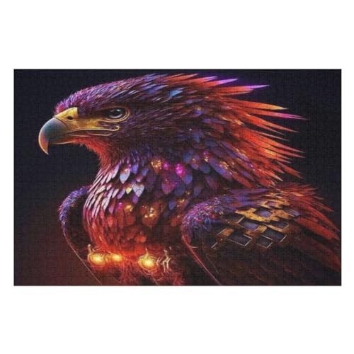 Adler Holzpuzzle 1000 Stück Puzzles Für Erwachsene Teenager Stress Abbauen Familien-Puzzlespiel Poster 1000-teiliges Puzzle Kinder Lernspiel Spielzeug Geschenk （75×50cm） von AAPZY