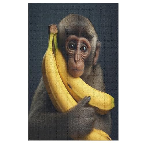 Affe Holzpuzzle Erwachsene - 1000 Teiliges Jigsaw Knobelspiel - Puzzle Für Erwachsene & Kinder - Outdoor & Reisespielzeug - Geduldspiel （78×53cm） von AAPZY