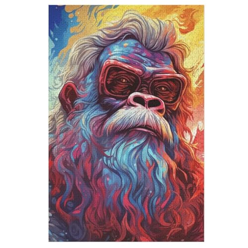 Affe – Puzzle 1000 Teile, Holzpuzzle, Herausforderndes Geschicklichkeitsspiel Für Die Ganze Familie, Kinder Erwachsenenpuzzle Ab 12 Jahren （78×53cm） von AAPZY