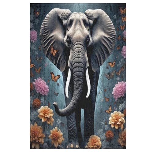 Animal Elefant Puzzle 1000 Teile, Holzpuzzle Für Erwachsene, Impossible Puzzle, Geschicklichkeitsspiel Für Die Ganze Familie, Puzzle Farbenfrohes Legespiel Kinder Puzzles （78×53cm） von AAPZY