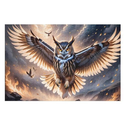 Animal Eule Puzzles 1000 Teile Erwachsener Kniffel Spaß Für Die Ganze Familie - 1000 Puzzleteilige Motive, Holzpuzzle Kinder Erwachsene, Impossible Puzzle Schwer （75×50cm） von AAPZY