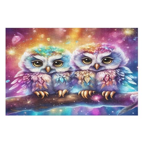 Animal Eule Puzzles 1000 Teile Für Jugendliche Kreatives Holzpuzzlespielzeug Familienspiel Schwierigkeitsgrad Herausforderungspuzzles （75×50cm） von AAPZY