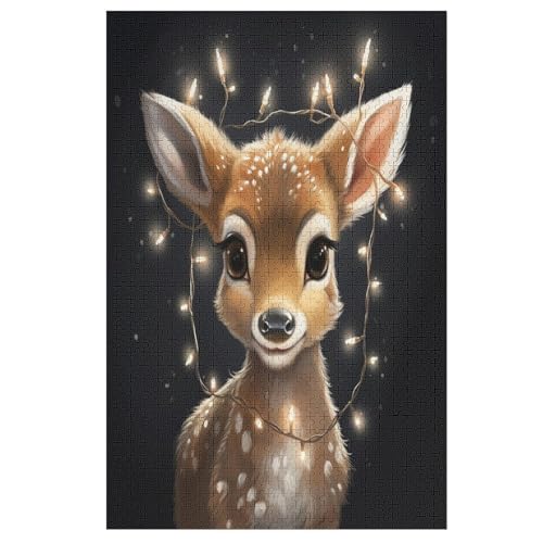 Animal Hirsch Puzzle 1000 Teile, Holzpuzzle Für Erwachsene, Impossible Puzzle, Geschicklichkeitsspiel Für Die Ganze Familie, Puzzle Farbenfrohes Legespiel Kinder Puzzles （78×53cm） von AAPZY