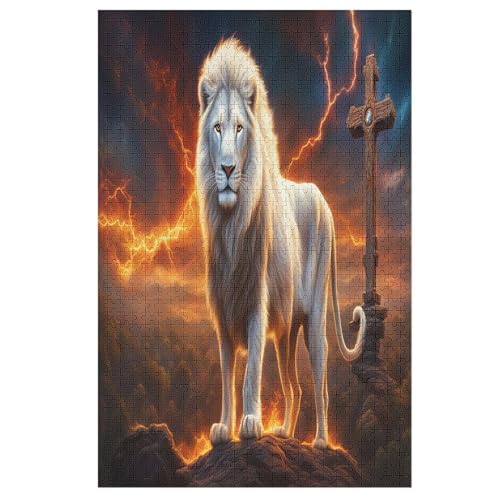 Animal Löwe – Puzzle 1000 Teile, Holzpuzzle, Herausforderndes Geschicklichkeitsspiel Für Die Ganze Familie, Kinder Erwachsenenpuzzle Ab 12 Jahren （78×53cm） von AAPZY