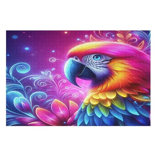 Animal Papagei Puzzle 1000 Teile,Puzzles Für Erwachsene, Impossible Puzzle, Geschicklichkeitsspiel Für Die Ganze Familie, Puzzle Kinder,Holzpuzzle-Geschenk,Raumdekoration, （75×50cm） von AAPZY