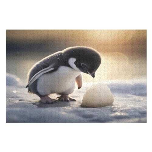 Animal Pinguin-Puzzle Für Erwachsene, 1000 Teile, Holzpuzzle, Kinderpuzzle, Dekompressionsspiel, Spielzeugpuzzle （75×50cm） von AAPZY