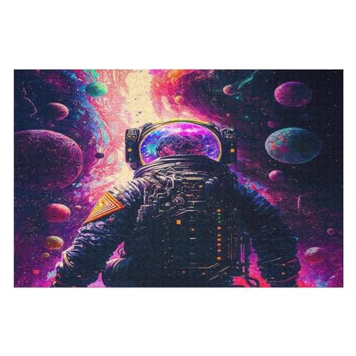 Astronaut Holzpuzzle 1000 Teile Klassische Puzzles Erwachsene Kinder Puzzle DIY Kit Holzspielzeug Einzigartiges Geschenk Moderne Wohnkultur （75×50cm） von AAPZY