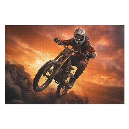 Berg Fahrrad Puzzle 1000 Teile, Holzpuzzle Für Erwachsene, Impossible Puzzle, Geschicklichkeitsspiel Für Die Ganze Familie, Puzzle Farbenfrohes Legespiel Kinder Puzzles （75×50cm） von AAPZY