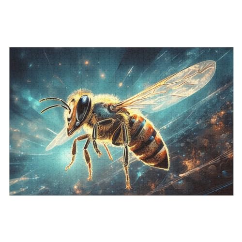 Biene Holzpuzzle 1000 Teile Klassische Puzzles Erwachsene Kinder Puzzle DIY Kit Holzspielzeug Einzigartiges Geschenk Moderne Wohnkultur （75×50cm） von AAPZY