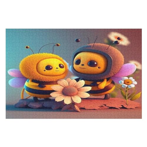 Biene -Puzzle, 1000 Teile,Holzpuzzle Für Erwachsene Kinder, Lustiges Spielzeug, Denkspiel, Spielzeug, Bildungsspiel, Herausforderung, Pädagogisch, （75×50cm） von AAPZY