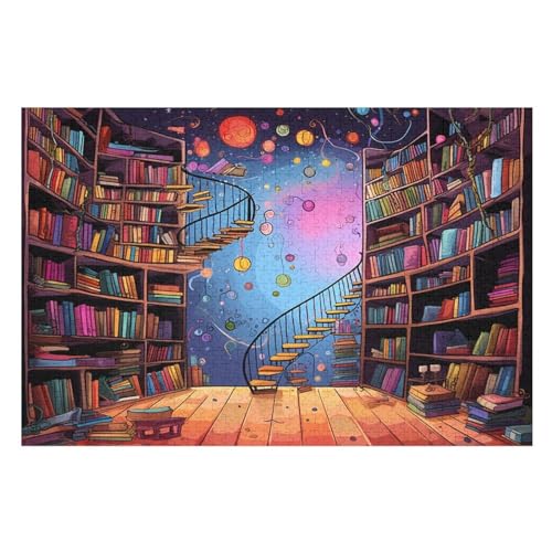 Bücherregal Holzpuzzle 1000 Teile,Puzzles Für Erwachsene, Impossible Puzzle, Geschicklichkeitsspiel Für Die Ganze Familie,Home Dekoration Puzzle, Puzzle Kinder Legespiel （75×50cm） von AAPZY