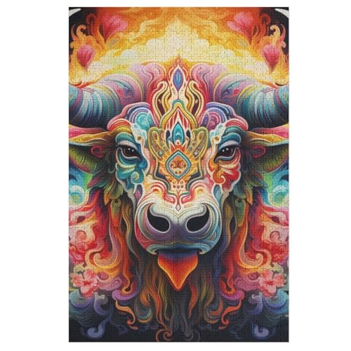 Büffel Puzzle 1000 Teile,Puzzles Für Erwachsene, Impossible Puzzle, Geschicklichkeitsspiel Für Die Ganze Familie, Puzzle Kinder,Holzpuzzle-Geschenk,Raumdekoration, （78×53cm） von AAPZY