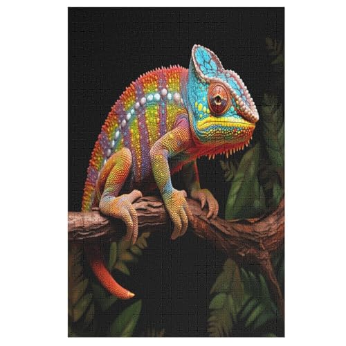 Chamäleon Puzzle Für Erwachsene 1000 Teile Premium 100% Recyceltes Brett Zum Lernen, Lernspielzeug, Familienspiele Kinder Holzpuzzle （78×53cm） von AAPZY