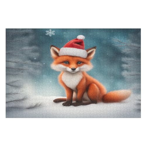 Christmas Fuchs-Puzzlespiel Aus Holz, 1000 Puzzleteile, Kreatives Puzzle Für Teenager Und Erwachsene, Kreatives Spielzeug, Puzzles, （75×50cm） von AAPZY