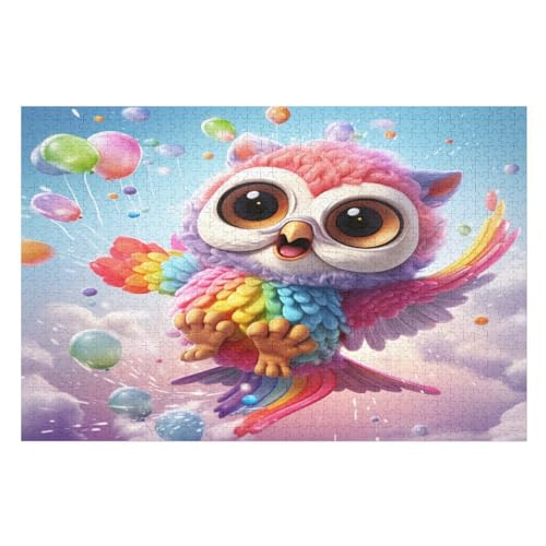 Cute Eule Puzzles 1000 Teile Erwachsener Kniffel Spaß Für Die Ganze Familie - 1000 Puzzleteilige Motive, Holzpuzzle Kinder Erwachsene, Impossible Puzzle Schwer （75×50cm） von AAPZY