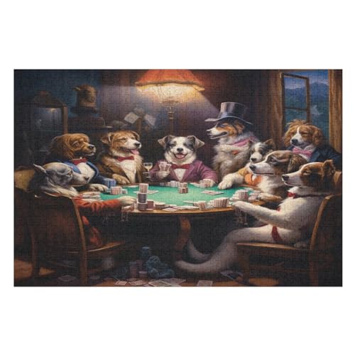 Cute Hund Puzzle 1000 Teile, Holzpuzzle Für Erwachsene, Impossible Puzzle, Geschicklichkeitsspiel Für Die Ganze Familie, Puzzle Farbenfrohes Legespiel Kinder Puzzles （75×50cm） von AAPZY