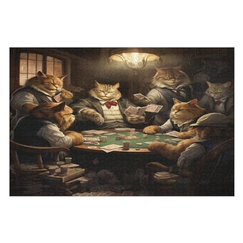 Cute Katze – Puzzle 1000 Teile, Holzpuzzle, Herausforderndes Geschicklichkeitsspiel Für Die Ganze Familie, Kinder Erwachsenenpuzzle Ab 12 Jahren （75×50cm） von AAPZY