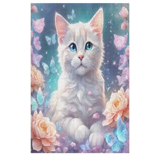 Cute Katze Puzzle 1000 Teile, Holzpuzzle Für Erwachsene, Impossible Puzzle, Geschicklichkeitsspiel Für Die Ganze Familie, Puzzle Farbenfrohes Legespiel Kinder Puzzles （78×53cm） von AAPZY