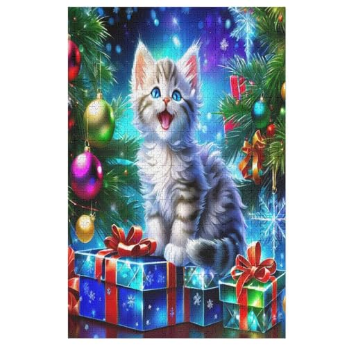 Cute Katze Puzzle 1000 Teile,Puzzles Für Erwachsene, Impossible Puzzle, Geschicklichkeitsspiel Für Die Ganze Familie, Puzzle Kinder,Holzpuzzle-Geschenk,Raumdekoration, （78×53cm） von AAPZY