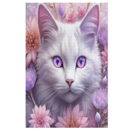 Cute Katze Puzzle Für Erwachsene 1000 Teile Premium 100% Recyceltes Brett Zum Lernen, Lernspielzeug, Familienspiele Kinder Holzpuzzle （78×53cm） von AAPZY