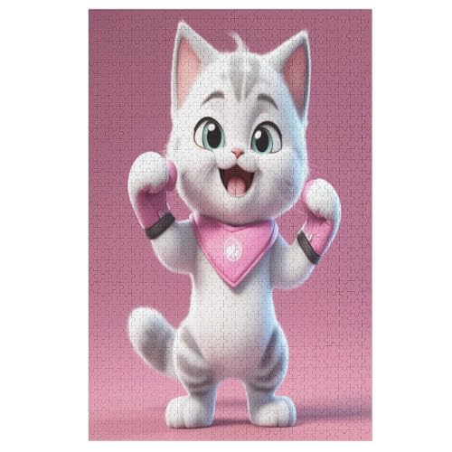 Cute Katze Puzzle Für Erwachsene 1000 Teile Premium 100% Recyceltes Brett Zum Lernen, Lernspielzeug, Familienspiele Kinder Holzpuzzle （78×53cm） von AAPZY
