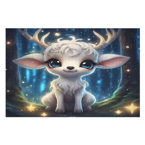 Cute REH Puzzle 1000 Teile,Puzzles Für Erwachsene, Impossible Puzzle, Geschicklichkeitsspiel Für Die Ganze Familie, Puzzle Kinder,Holzpuzzle-Geschenk,Raumdekoration, （75×50cm） von AAPZY