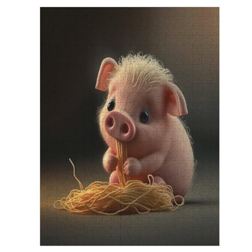 Cute Schwein-Puzzle Für Erwachsene, 500-teilige Puzzles Für Teenager Und Kinder, Kreative Puzzles Für Die Familie, Herausfordernde Spiele, Spielzeug, Geschenke （55×41cm） von AAPZY