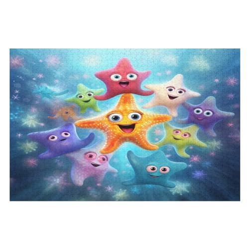 Cute StarFisch-Puzzlespiel Aus Holz, 1000 Puzzleteile, Kreatives Puzzle Für Teenager Und Erwachsene, Kreatives Spielzeug, Puzzles, （75×50cm） von AAPZY