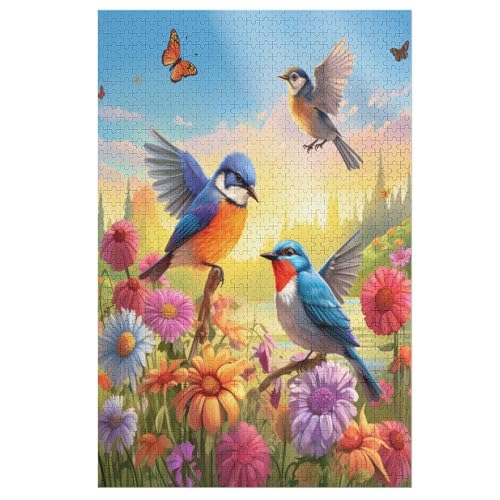 Cute Vogel Holzpuzzle Erwachsene - 1000 Teiliges Jigsaw Knobelspiel - Puzzle Für Erwachsene & Kinder - Outdoor & Reisespielzeug - Geduldspiel （78×53cm） von AAPZY