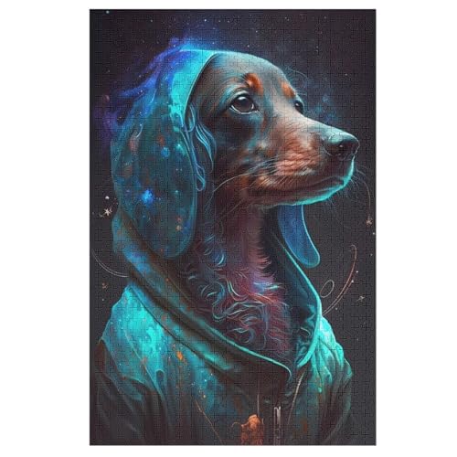 Dachshund Hund Holzpuzzle 1000 Teile,Puzzles Für Erwachsene, Impossible Puzzle, Geschicklichkeitsspiel Für Die Ganze Familie,Home Dekoration Puzzle, Puzzle Kinder Legespiel （78×53cm） von AAPZY
