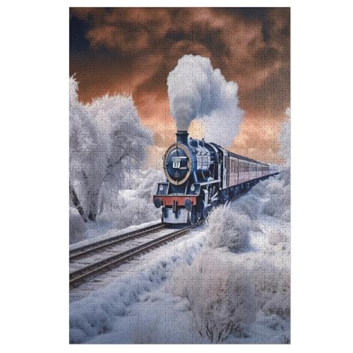 Dampfzug 1000 Teile Premium-Puzzles Für Erwachsene Kinder- Holzpuzzles Spaß Und Lernspiele - Perfekte Puzzle-Geschenke （78×53cm） von AAPZY
