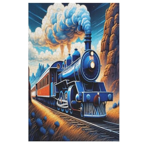 Dampfzug Puzzle Für Erwachsene 1000 Teile Premium 100% Recyceltes Brett Zum Lernen, Lernspielzeug, Familienspiele Kinder Holzpuzzle （78×53cm） von AAPZY