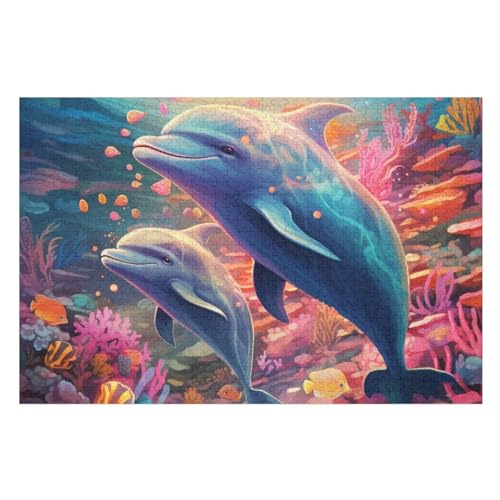 Delfin 1000 Teile Puzzle, Holzpuzzle, Puzzles Für Erwachsene Kinder, 1000 Teile Puzzle Für Jugendliche & Erwachsene Lernspiel Herausforderungsspielzeug （75×50cm） von AAPZY