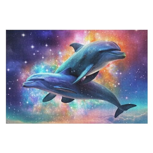 Delfin 1000 Teile Puzzles, Wood Craft, Hochwertiges Modernes Puzzle, DIY, Für Erwachsene Und Kinder Ab 12 Jahren Holz, Puzzle （75×50cm） von AAPZY