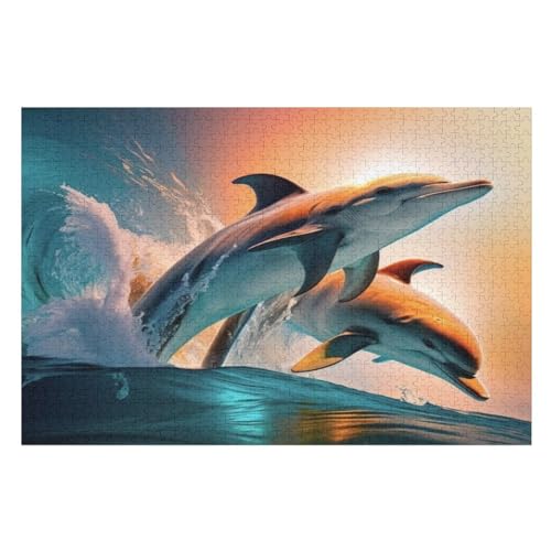 Delfin Holzpuzzle 1000 Teile Klassische Puzzles Erwachsene Kinder Puzzle DIY Kit Holzspielzeug Einzigartiges Geschenk Moderne Wohnkultur （75×50cm） von AAPZY