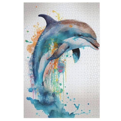 Delfin Holzpuzzle 1000 Teile Klassische Puzzles Erwachsene Kinder Puzzle DIY Kit Holzspielzeug Einzigartiges Geschenk Moderne Wohnkultur （78×53cm） von AAPZY