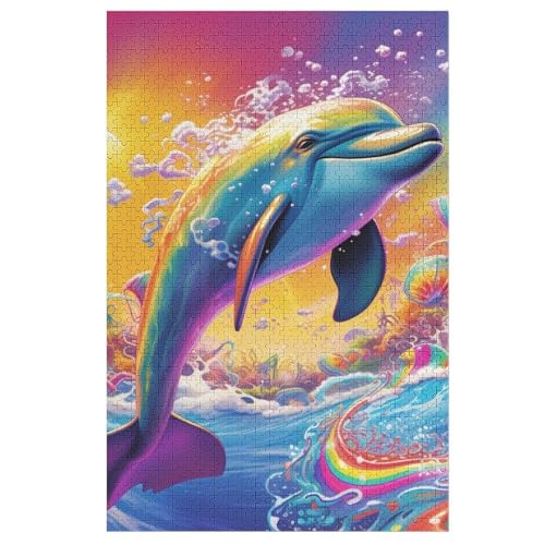Delfin Holzpuzzle Erwachsene - 1000 Teiliges Jigsaw Knobelspiel - Puzzle Für Erwachsene & Kinder - Outdoor & Reisespielzeug - Geduldspiel （78×53cm） von AAPZY