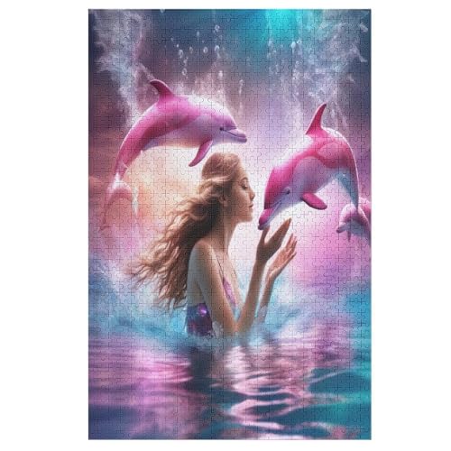 Delfin Puzzle Für Erwachsene 1000 Teile Premium 100% Recyceltes Brett Zum Lernen, Lernspielzeug, Familienspiele Kinder Holzpuzzle （78×53cm） von AAPZY