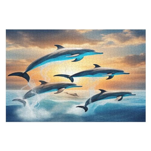 Delfin Puzzles 1000 Teile Erwachsener Kniffel Spaß Für Die Ganze Familie - 1000 Puzzleteilige Motive, Holzpuzzle Kinder Erwachsene, Impossible Puzzle Schwer （75×50cm） von AAPZY