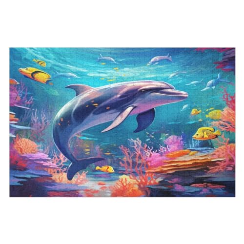 Delfins 1000 Teile Puzzle, Holzpuzzle, Puzzles Für Erwachsene Kinder, 1000 Teile Puzzle Für Jugendliche & Erwachsene Lernspiel Herausforderungsspielzeug （75×50cm） von AAPZY