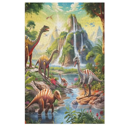 Dinosaurier Holzpuzzle 1000 Teile, Knobelspiele Für Erwachsene, Teenager, Puzzles Unmögliche - Kinder Puzzle Zimmer Deko （78×53cm） von AAPZY