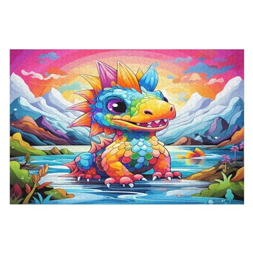 Dinosaurier Puzzle Für Erwachsene 1000 Teile Premium 100% Recyceltes Brett Zum Lernen, Lernspielzeug, Familienspiele Kinder Holzpuzzle （75×50cm） von AAPZY